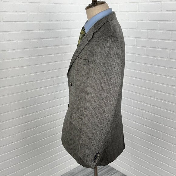 Nautica Blazer Men 40R Black Herringbone Lambswool Stretch Classic CareerJ acket - Picture 3 of 14